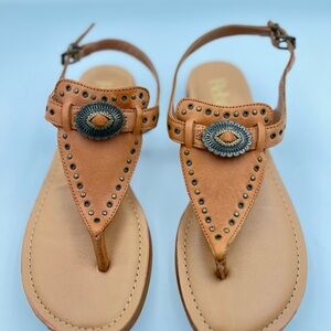Reba Brown Maddy Sandals with Embellished Design